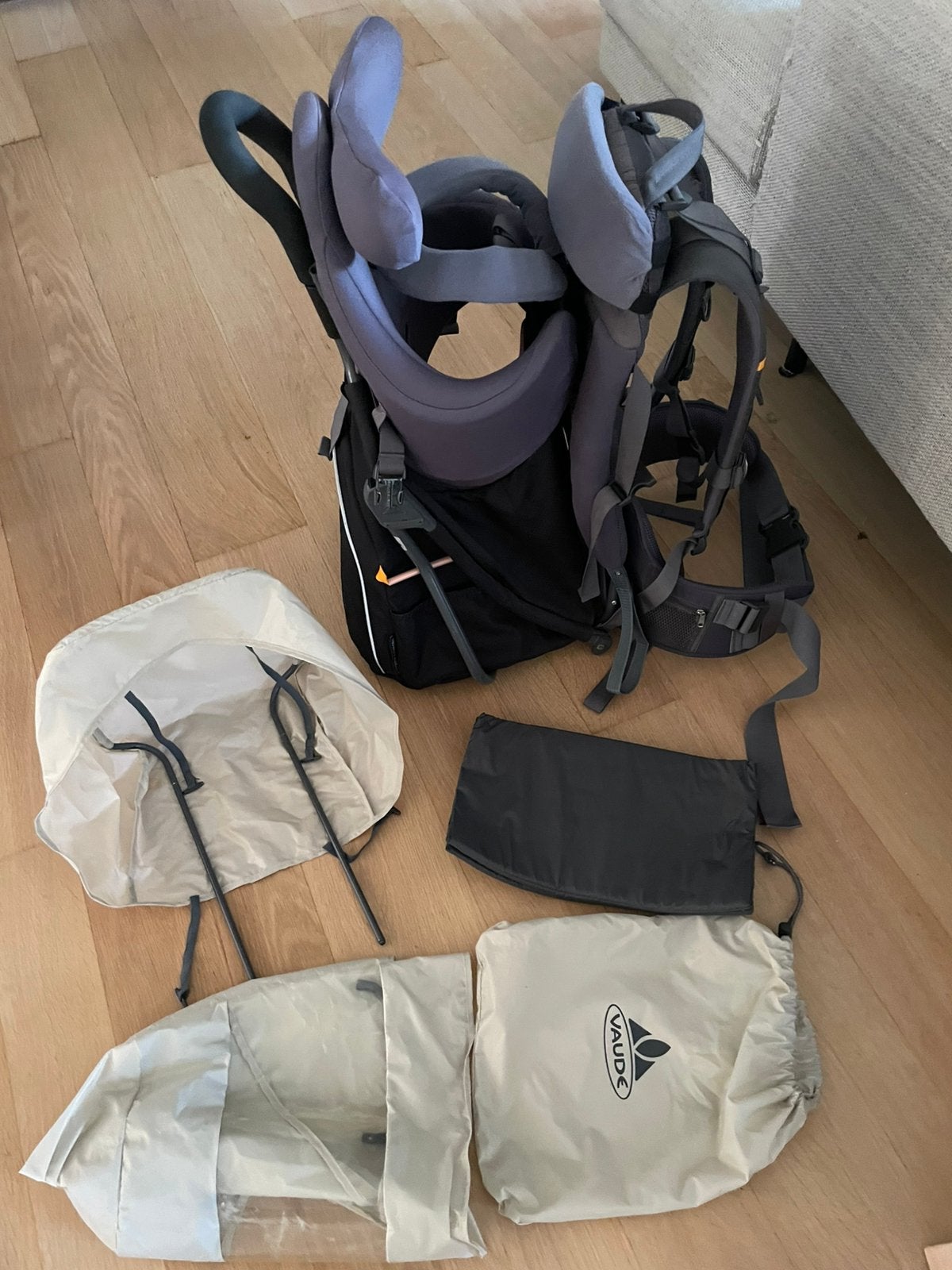 Vaude draagrugzak met zonnescherm en regenhoes, Kinderen en Baby's, Ophalen, Zo goed als nieuw