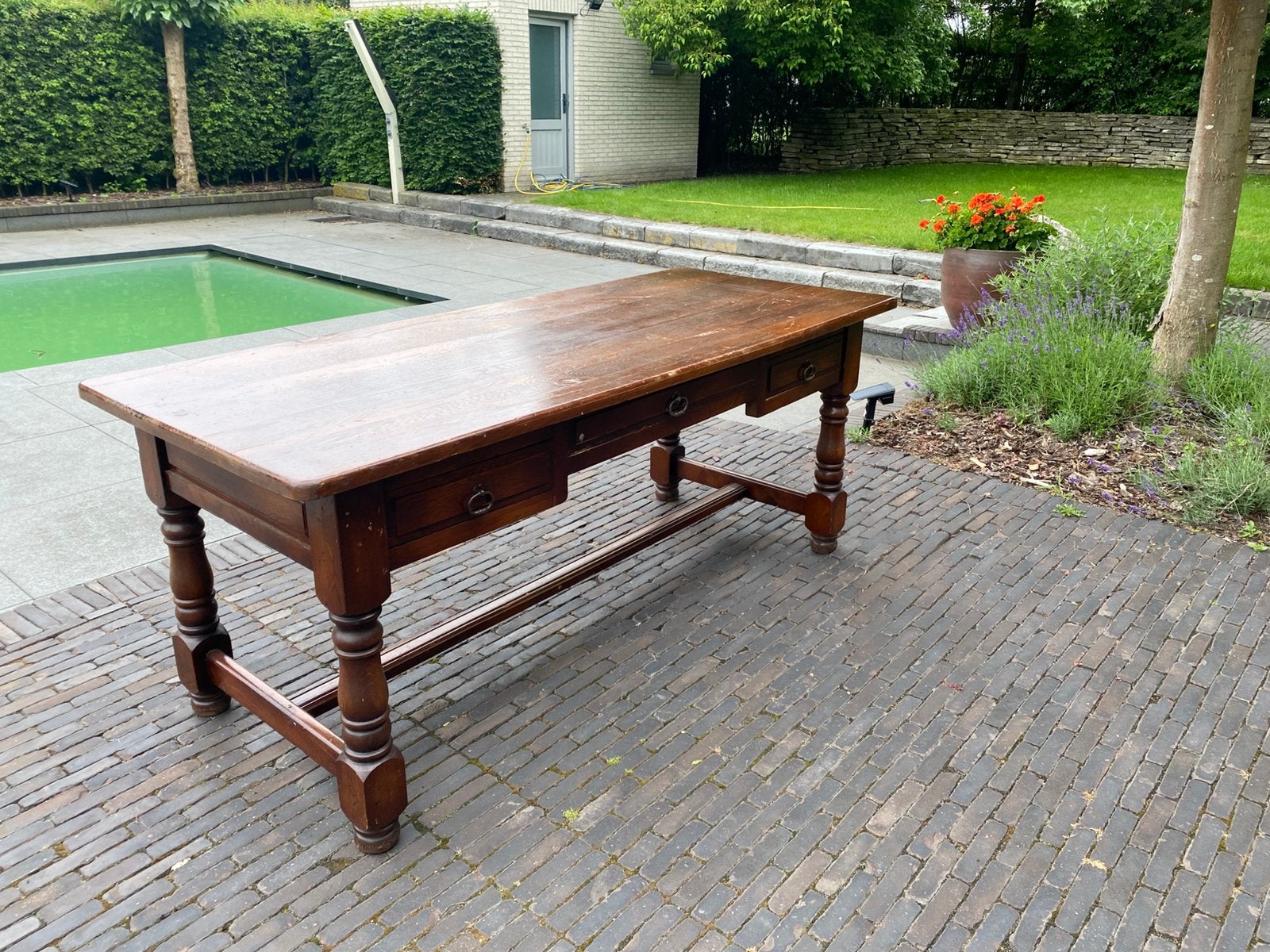 Antieke tafel, volle eik, Ophalen