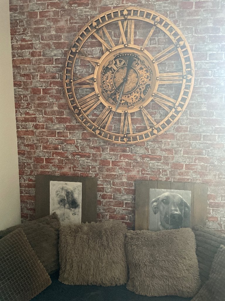 Wandklok xl, Ophalen, Goud, Analoog, Industrieel
