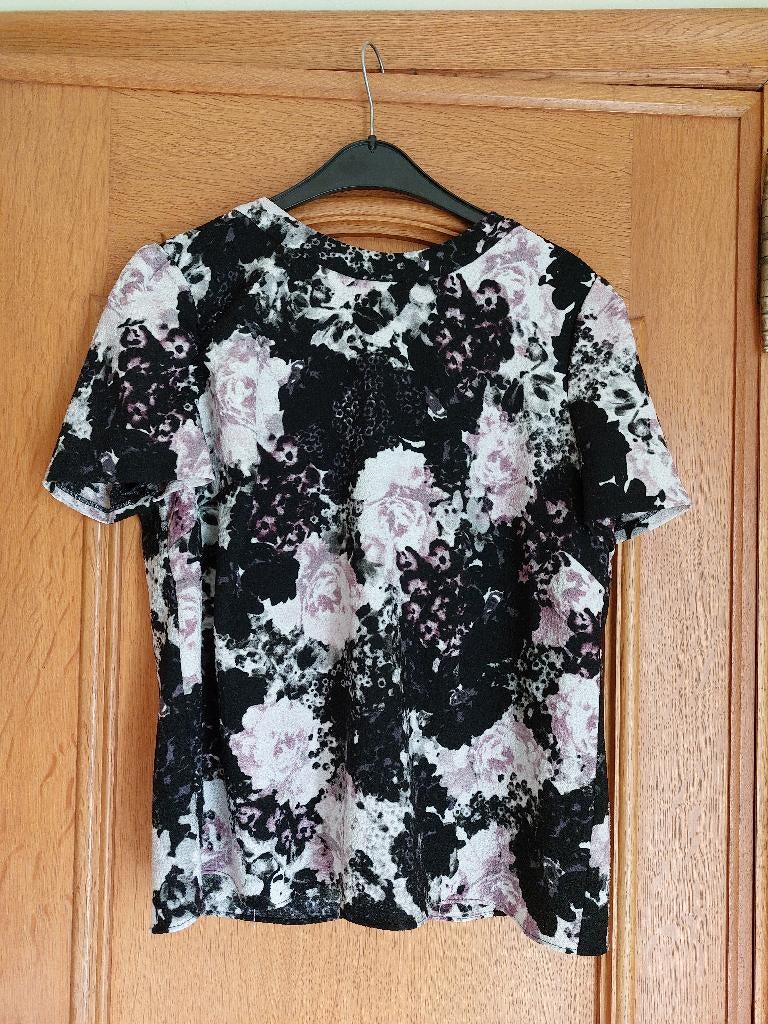 blouse tons noir/beige "kaliko" T 40/42, Kleding | Dames, Zwart, Zo goed als nieuw, Kaliko, Ophalen