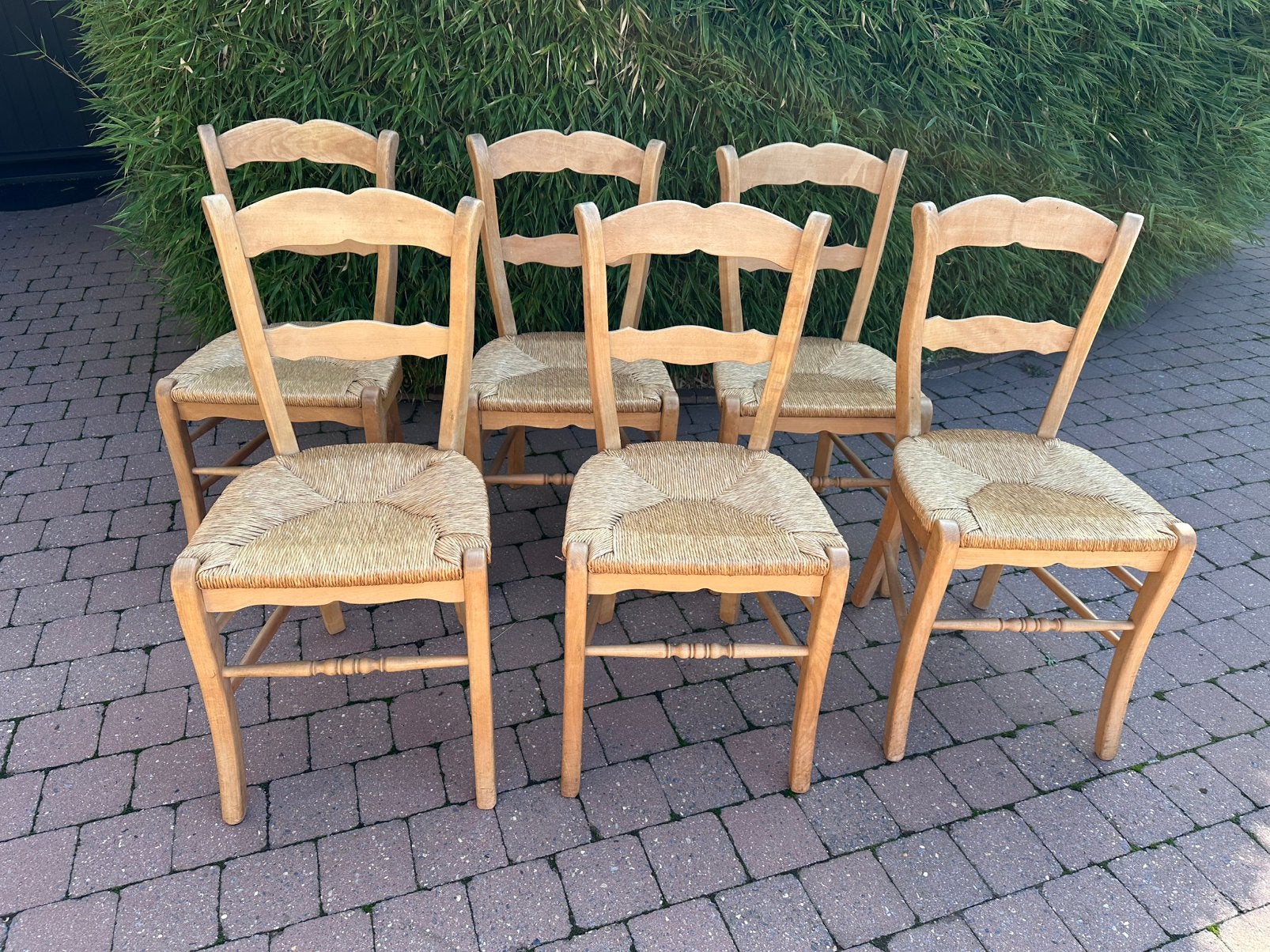 6 houten rotan stoelen, Enlèvement, Utilisé