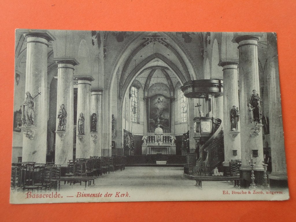 Assenede - Bassevelde Binnenste der Kerk, Ophalen of Verzenden, Voor 1920, Gelopen, Oost-Vlaanderen