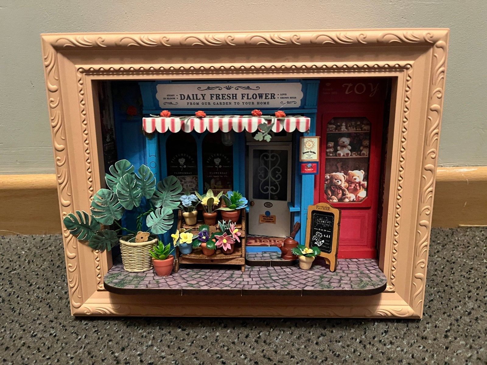 Prachtige  3D kader bloemenwinkel met licht, Ophalen, Decoratieobject
