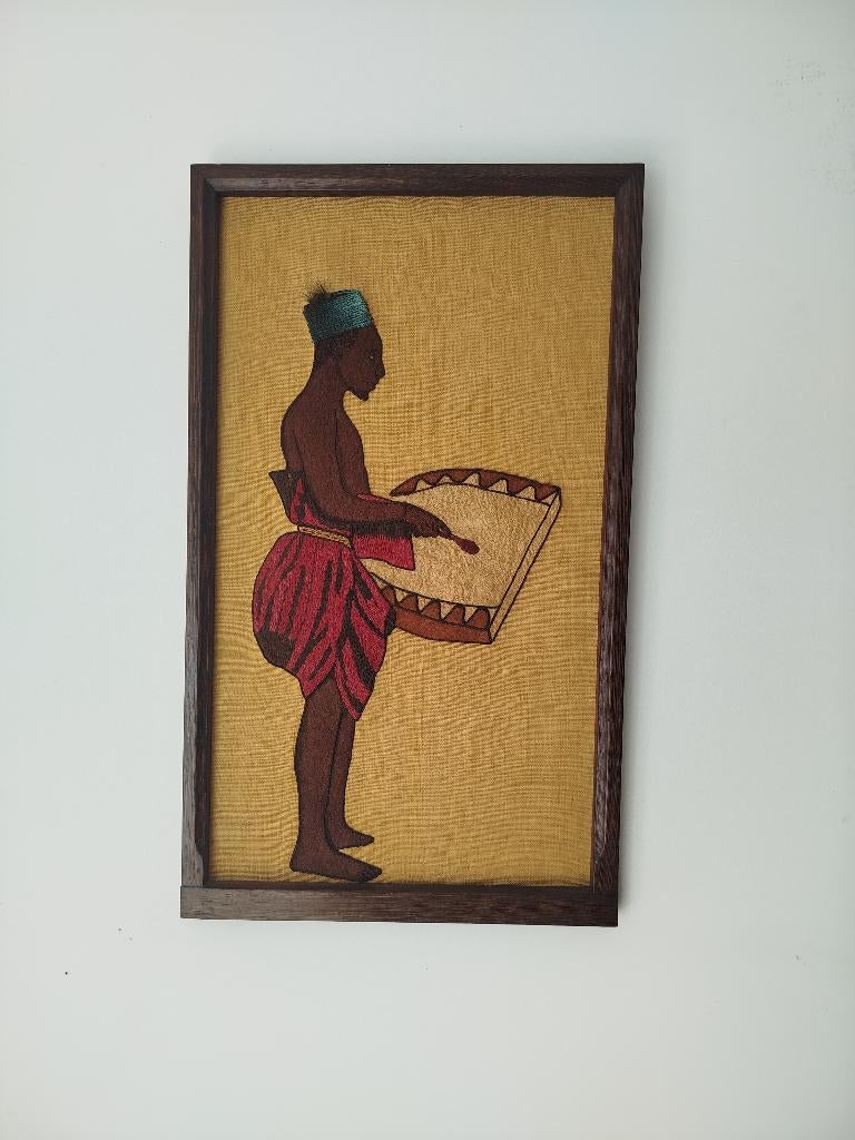 Prachtig Afrikaans Kunstwerk – Handgemaakte Zijdedraad-kunst, Antiek en Kunst, Ophalen of Verzenden
