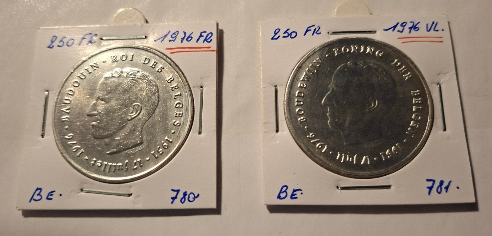 Belgische munten 250 Fr 1976, Ophalen, Zilver, Zilver