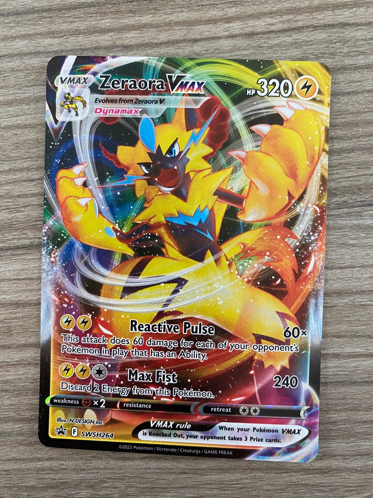Zeraora Vmax (SWSH264), Ophalen of Verzenden, Zo goed als nieuw, Losse kaart, Foil