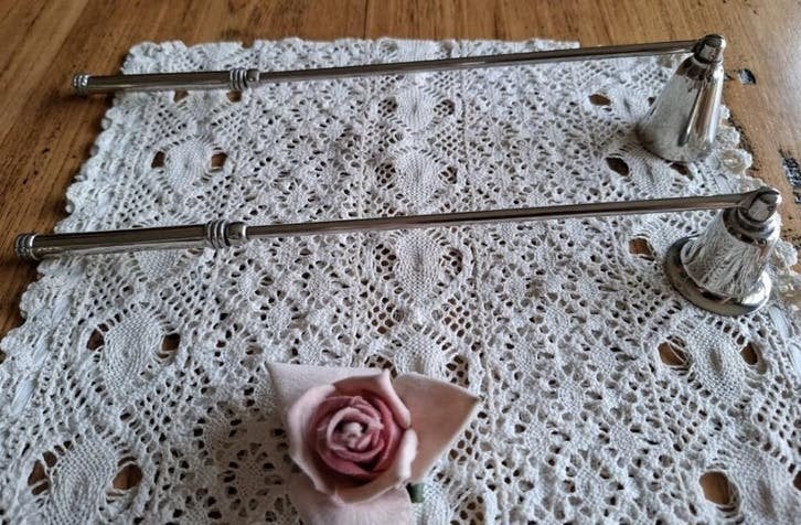 2 x Verzilverde kaarsendover, scharnierbaar, Huis en Inrichting, Woonaccessoires | Kandelaars en Kaarsen, Overige materialen, Gebruikt