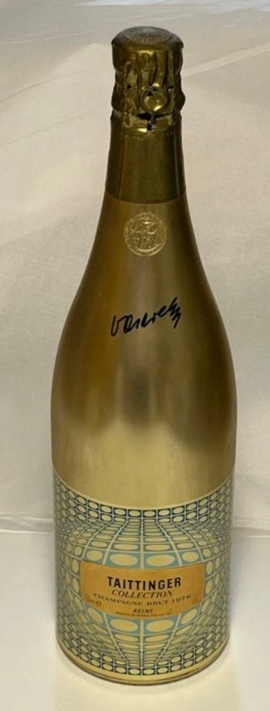 Taittinger Collection 1978 –Victor Vasarely-Unieke Kunstfles, Nieuw, Ophalen of Verzenden, Champagne, Vol