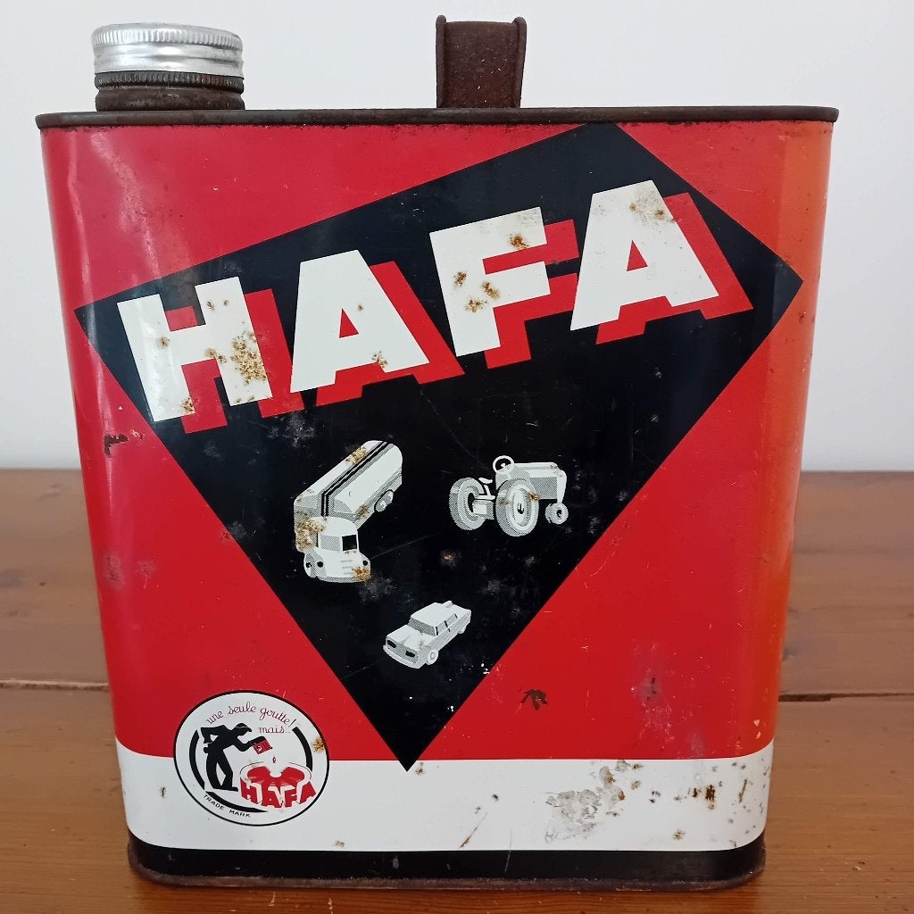 vintage olieblik HAFA 5L, Ophalen of Verzenden, Gebruikt
