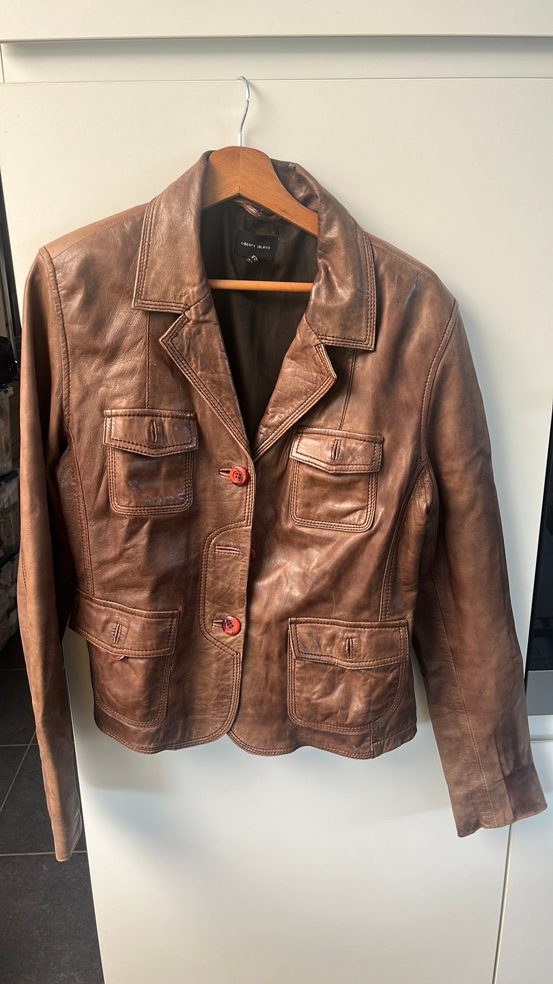 Jas E5 mode maat 42, Kleding | Dames, Jasjes, Kostuums en Pakken, Ophalen, Bruin, Maat 42/44 (L), Zo goed als nieuw