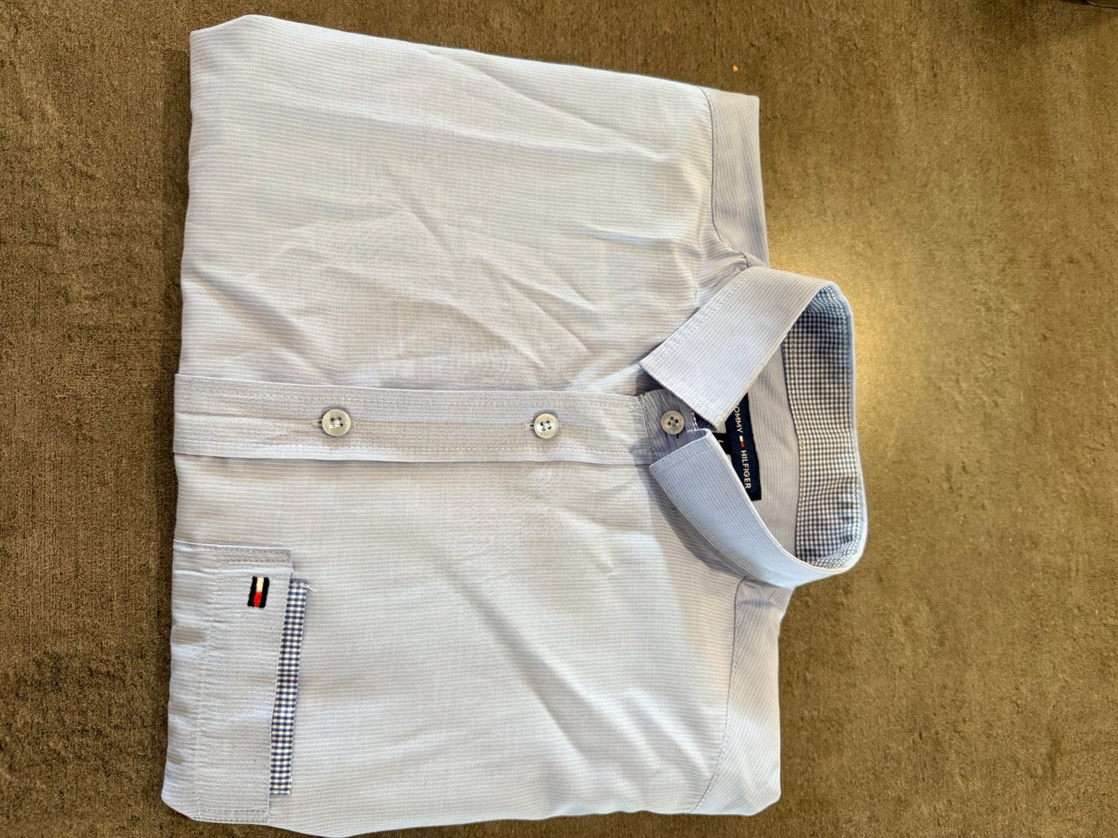 Tommy Hilfiger – Chemise homme bleu clair – Taille L, Kleding | Heren, Ophalen of Verzenden, Zo goed als nieuw, Blauw