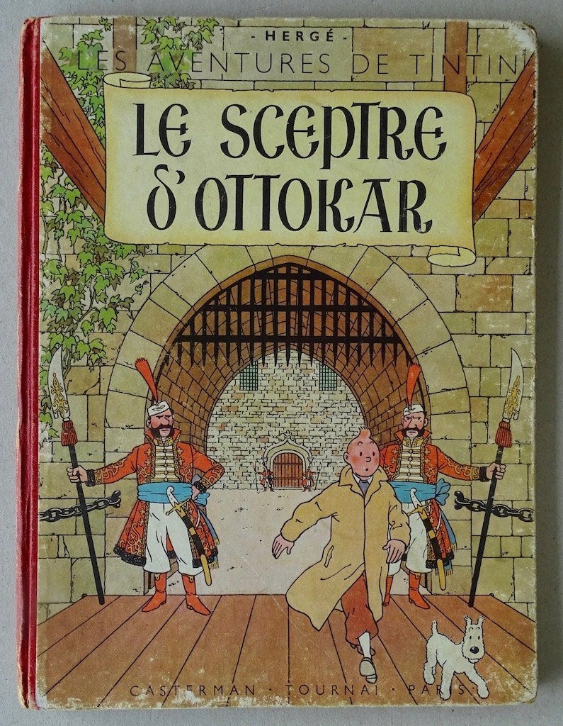 Tintin le sceptre d'Ottokar B1 1947 EO couleurs, Livres, Une BD, Enlèvement, Utilisé, Hergé.