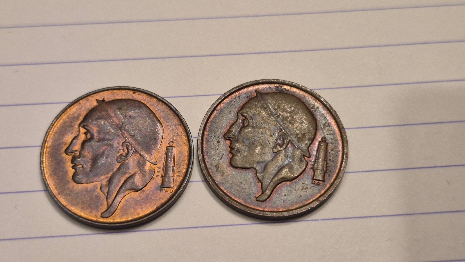 50 centiem type mijnwerker 1980 vl met groot en klein hoofd, Postzegels en Munten, Ophalen of Verzenden, Brons, Setje
