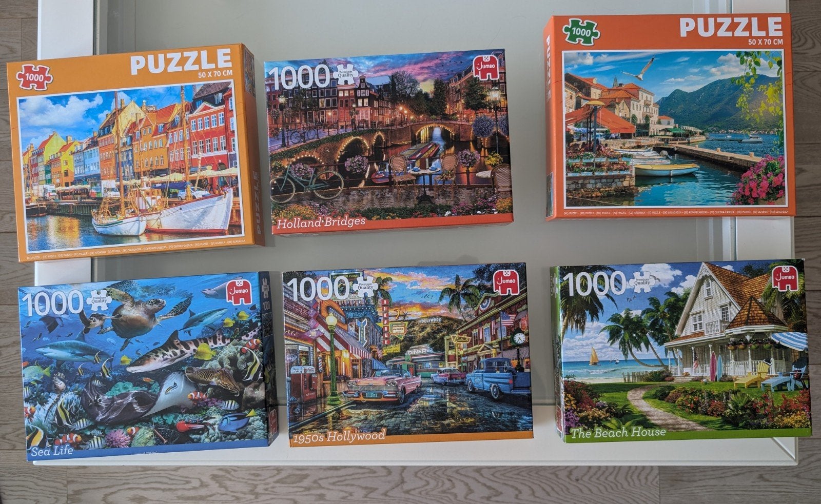 Lot de 6 puzzles de 1 000 pièces complets et en bon état, Enlèvement, 500 à 1500 pièces, Comme neuf, Puzzle
