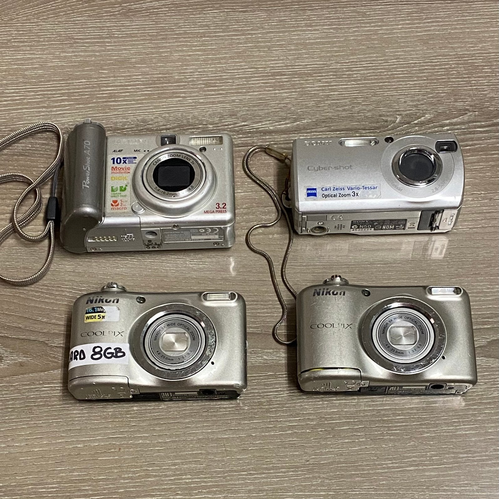Set van 4 vintage digitale camera's, prijs: 45€, Ophalen of Verzenden, Gebruikt, Compact, Nikon