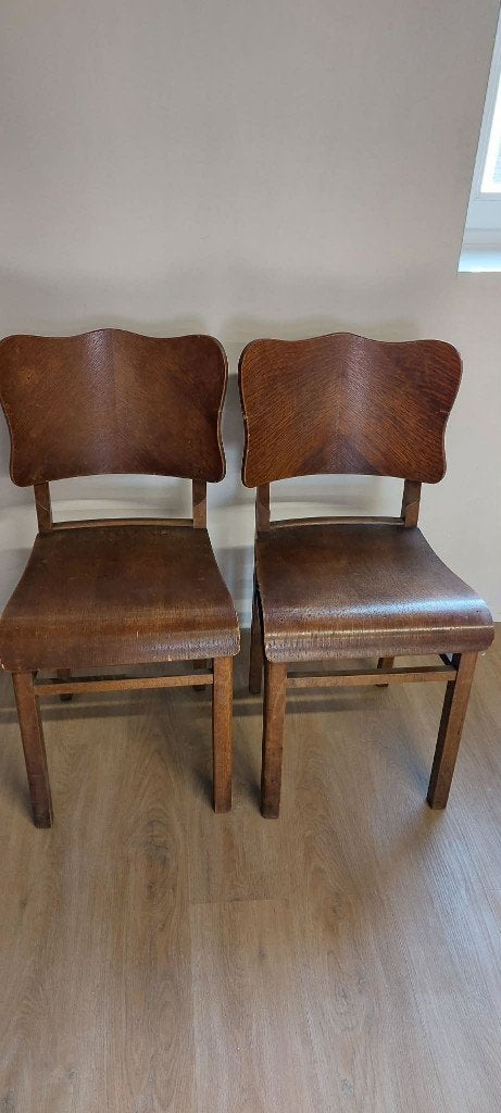 Houten stoelen, Huis en Inrichting, Ophalen, Twee, Bruin, Zo goed als nieuw