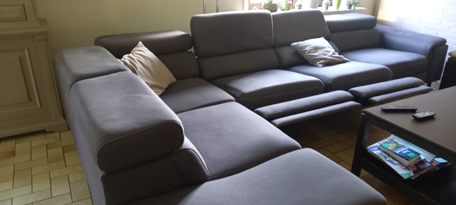 Antraciet grijs modern hoeksalon, Huis en Inrichting, Ophalen