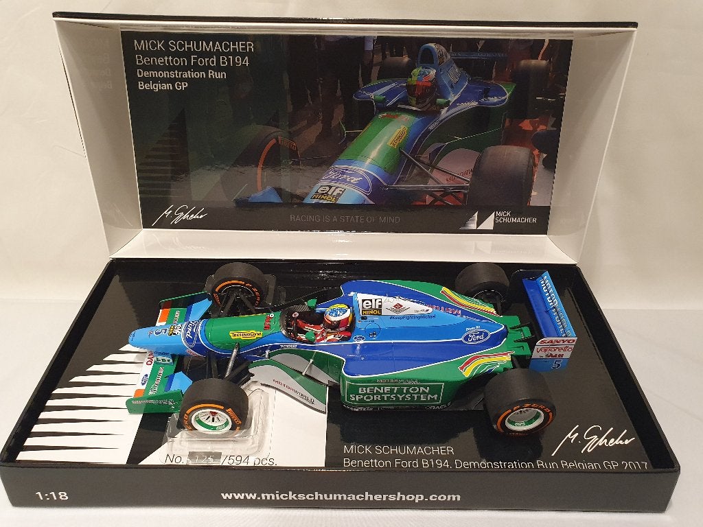 Mick Schumacher Benetton Ford B194 Demo Run 2017 1:18, Ophalen of Verzenden, Nieuw, Auto, MiniChamps