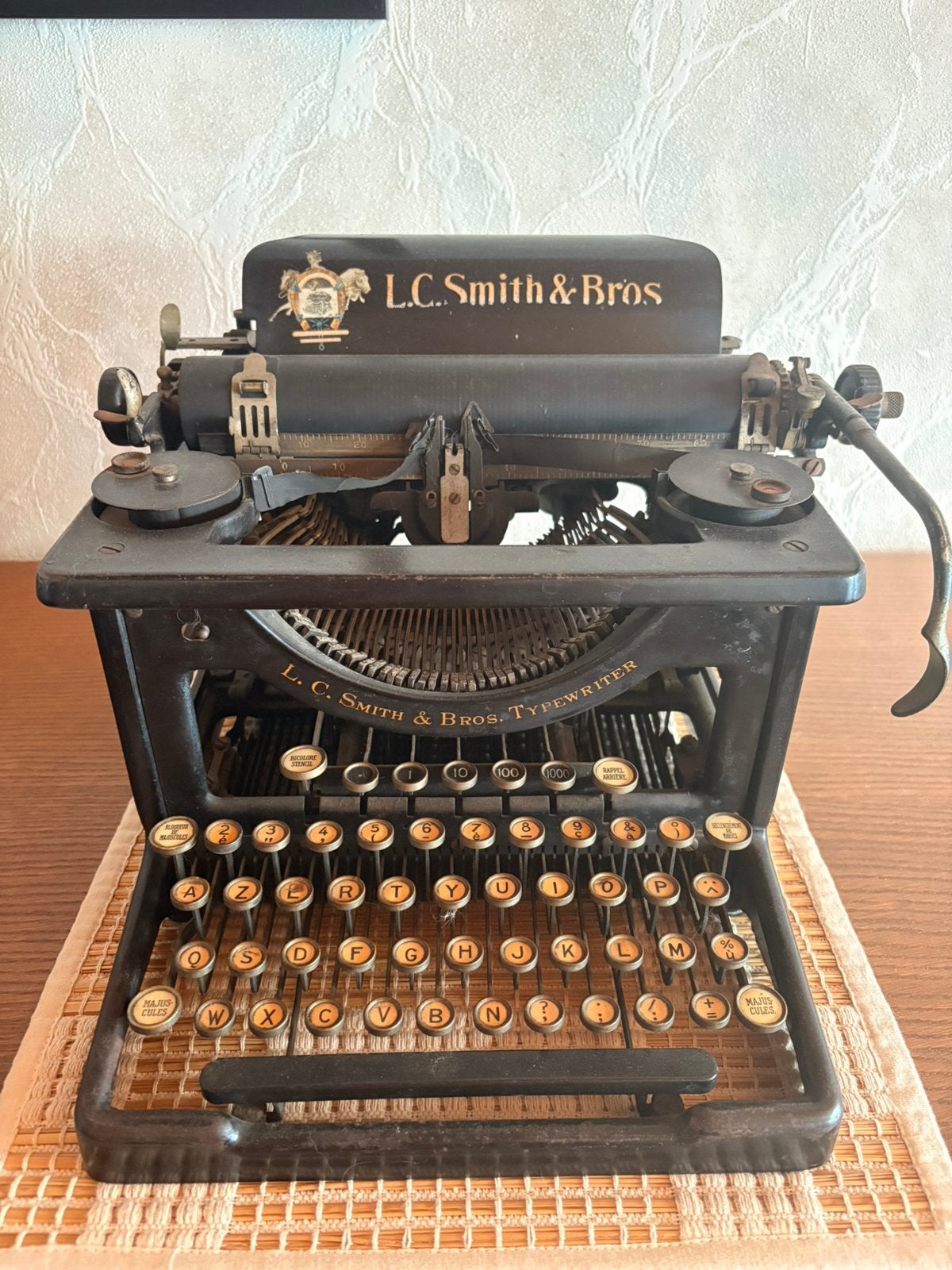 Antieke L.C. Smith & Bros. typemachine – origineel AZERTY, Ophalen, Gebruikt