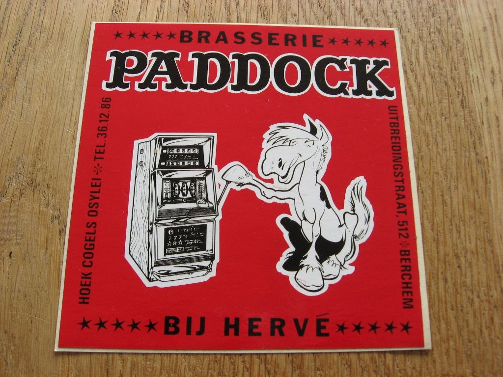 Sticker Brasserie Paddock Bij Herve Berchem 11 x 11 cm, Ophalen of Verzenden, Nieuw, Bedrijf of Vereniging