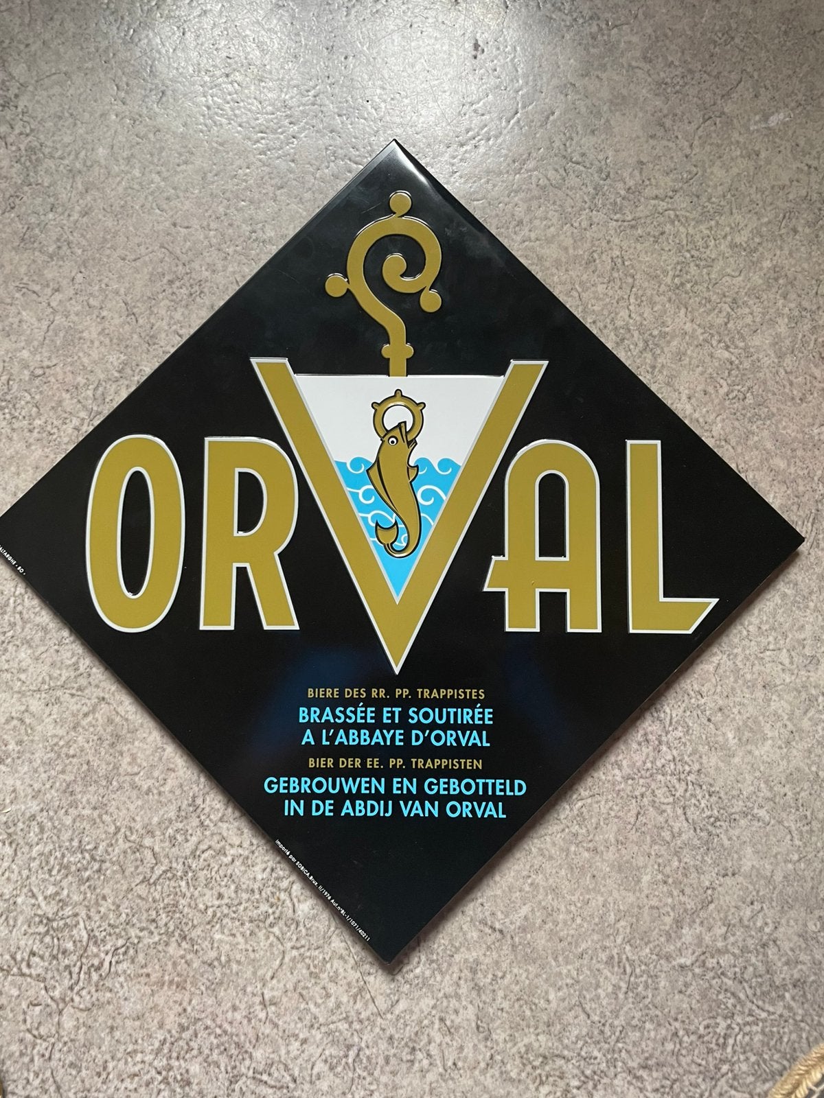 Orval plaque métal 1976, Collections, Marques de bière, Enlèvement ou Envoi, Comme neuf