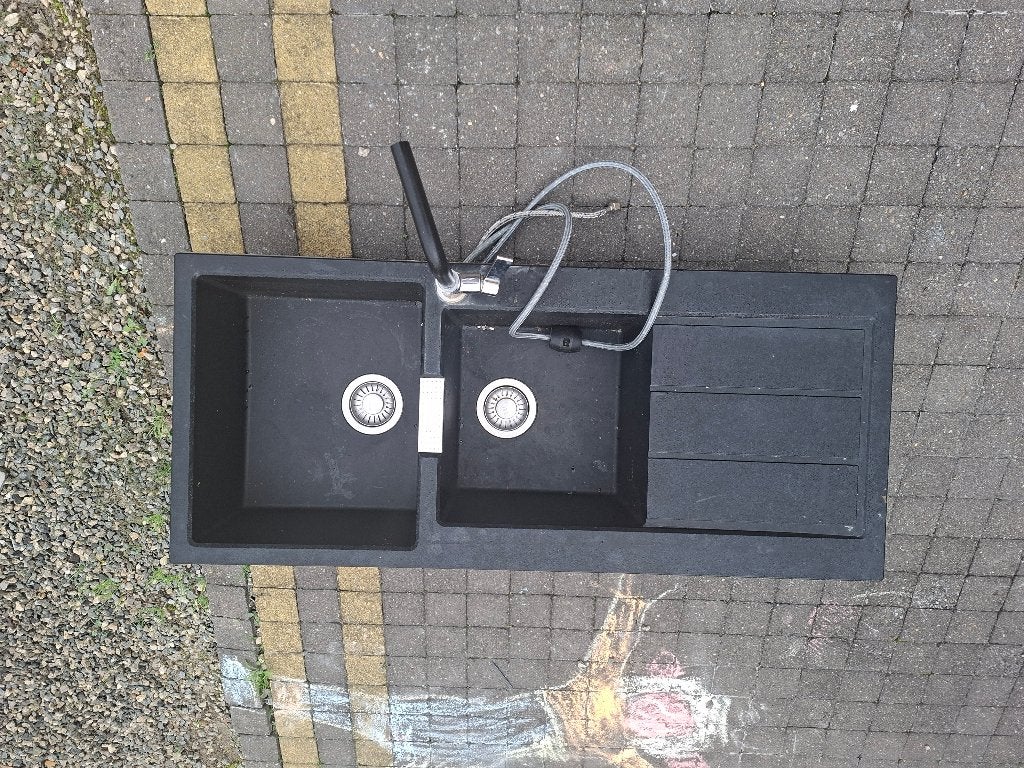 Wasbak/spoelbak, Huis en Inrichting, Ophalen, Gebruikt, 100 tot 150 cm, Zwart