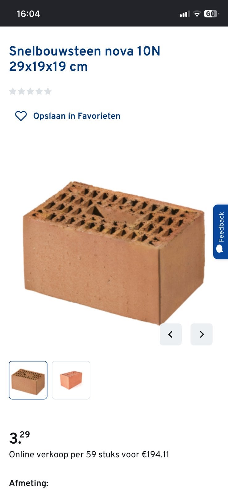 Snelbouwsten 29x19x19, Doe-het-zelf en Bouw, Metselstenen, Ophalen, Nieuw