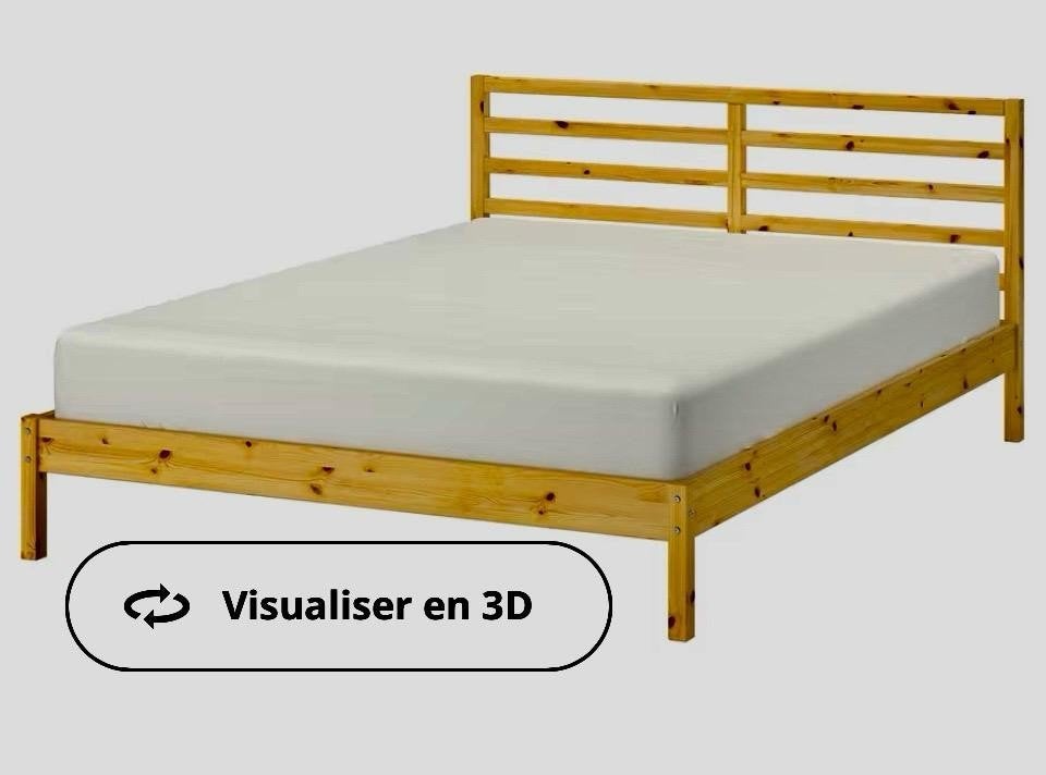 Cadre lit pin massif + sommier + matelas à ressorts ensachés, Ophalen, 140 cm, Zo goed als nieuw, 200 cm