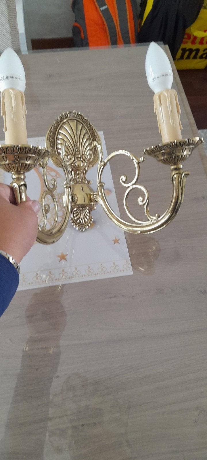 2 prachtige antieke grote koperen wandverlichting, Antiek en Kunst, Ophalen