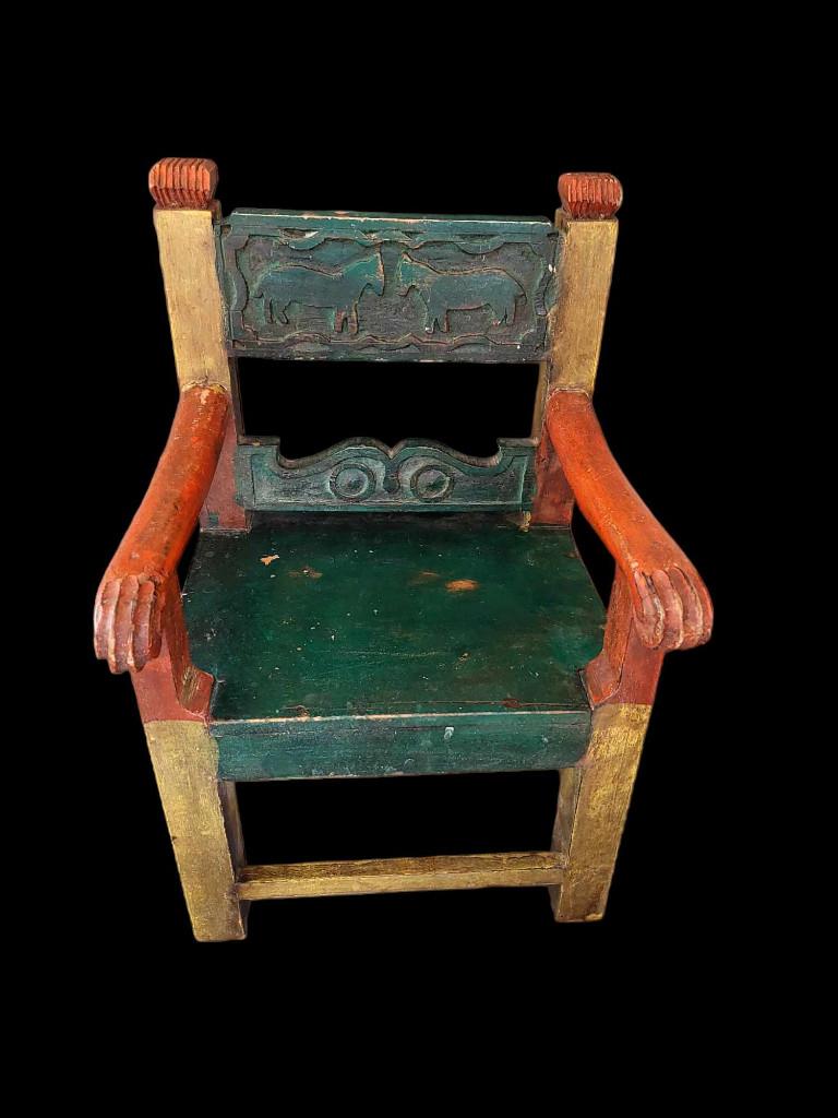 ancienne chaise indienne en bois pour enfant de 49 cm, Enlèvement