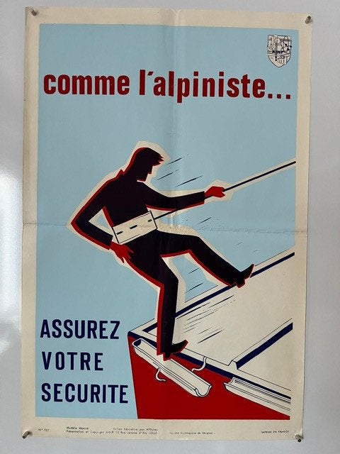 Franse industriële veiligheidsaffiche valbeveiliging, Ophalen