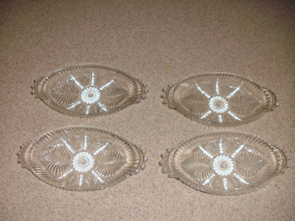 4 identieke glazen schaaltjes, Ophalen, Vintage, Glas, Schaal of Schalen