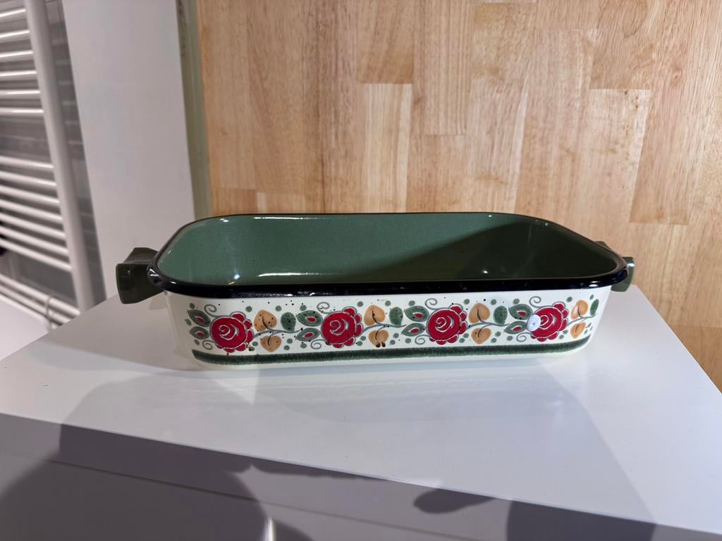 Vintage Baumann Tirol Emaille Ovenschaal Retro, Antiek en Kunst, Ophalen of Verzenden