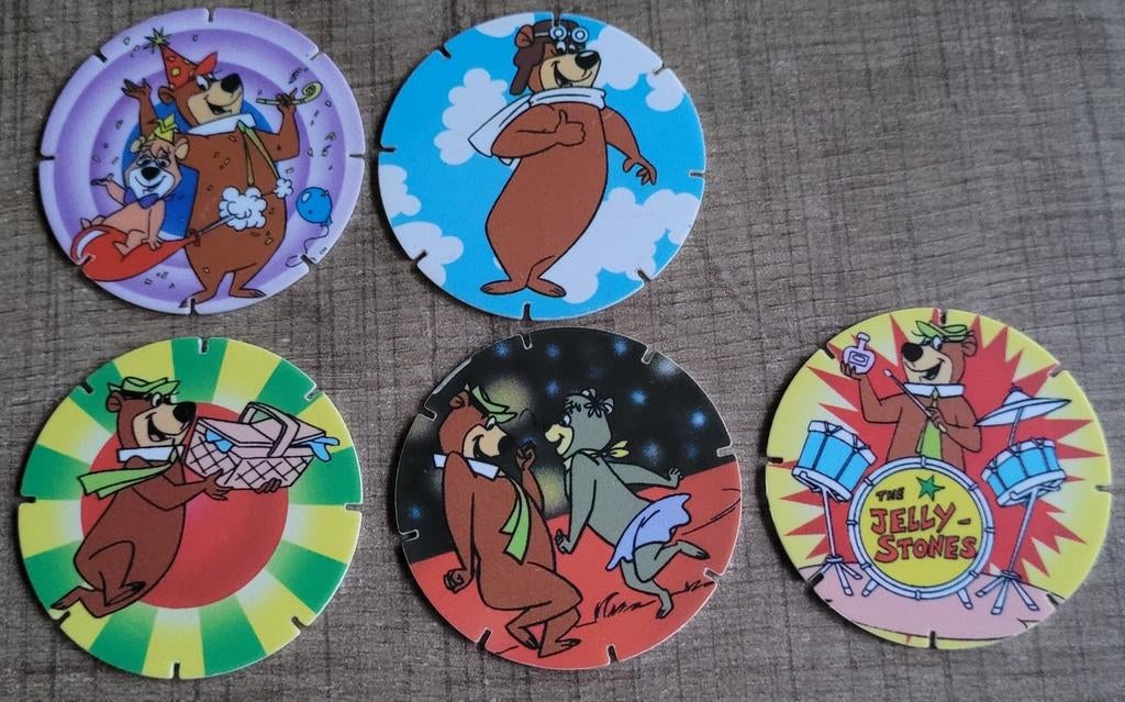 Yogi Bear: 5 Croky Caps/ flippo's, Verzamelen, Ophalen of Verzenden, Zo goed als nieuw, Tv, Overige typen