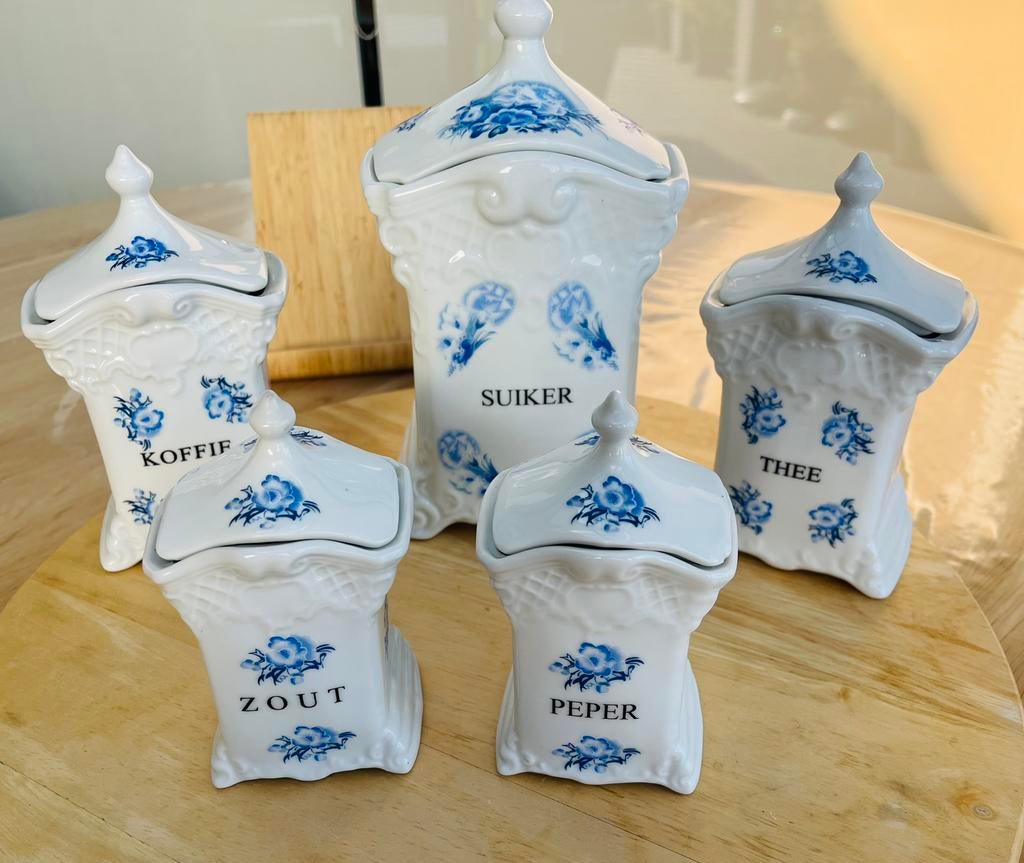 Set van 5 voorraadpotten Delfs blauw, Ophalen