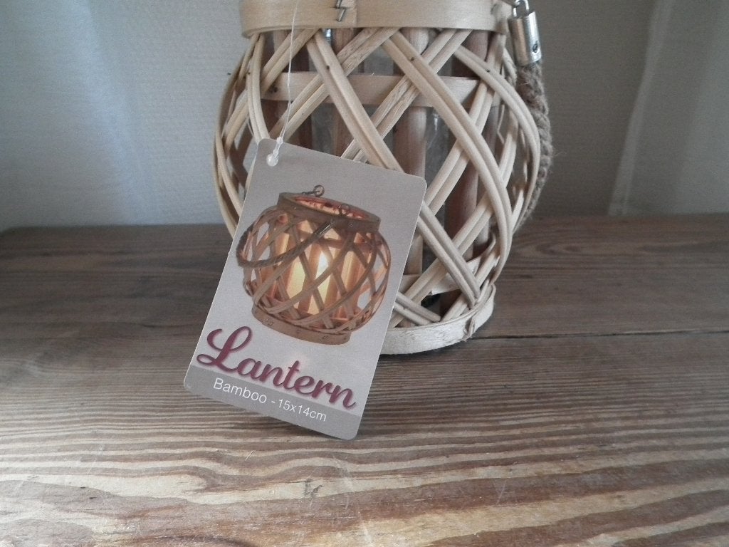 Lanterne en Bambou beige (15x14 cm) nouveau avec étiquette, Maison & Meubles, Neuf, Autres marques, Matériau naturel, Beige
