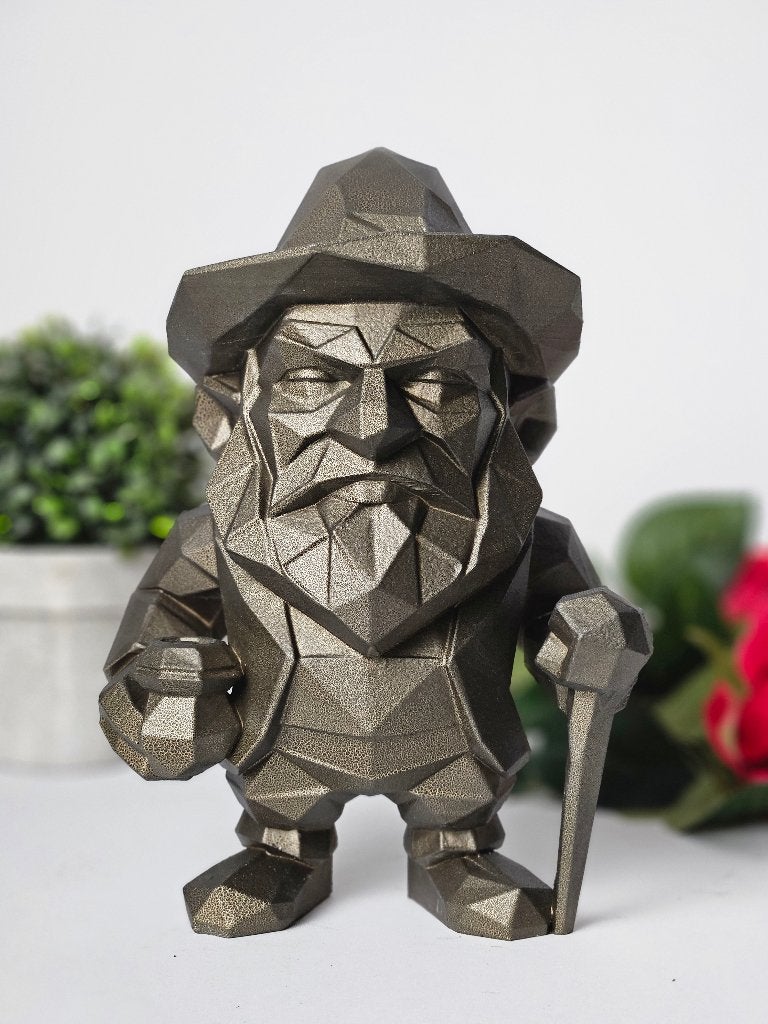 Bronzen Dwerg Beeld – Geometrisch Kabouter Beeldje (1.2kg), Verzamelen, Ophalen of Verzenden, Zo goed als nieuw