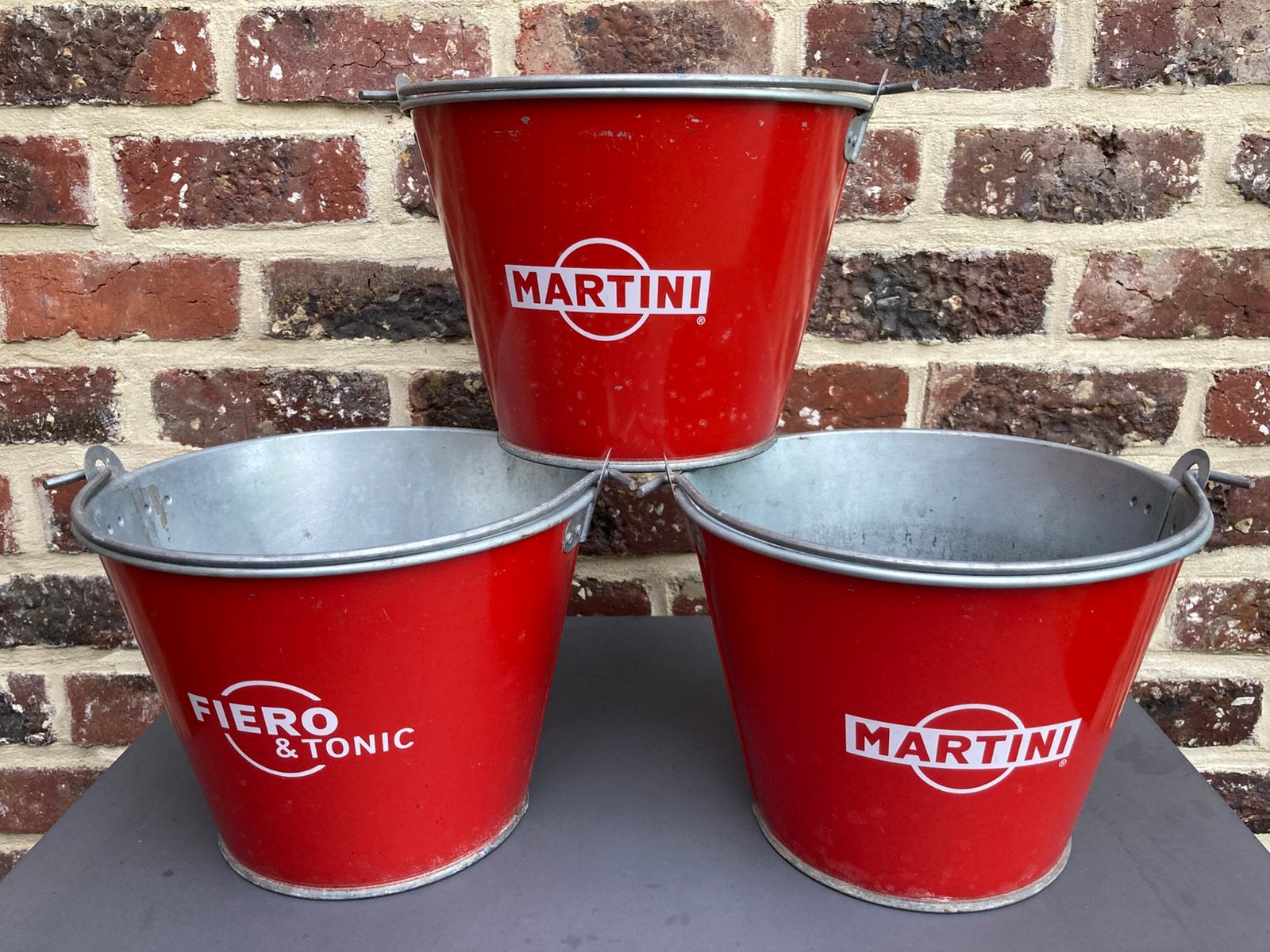 Metalen Martini ijsemmers - Dubbelzijdig (Martini & Fiero), Ophalen, Gebruikt, Gebruiksvoorwerp