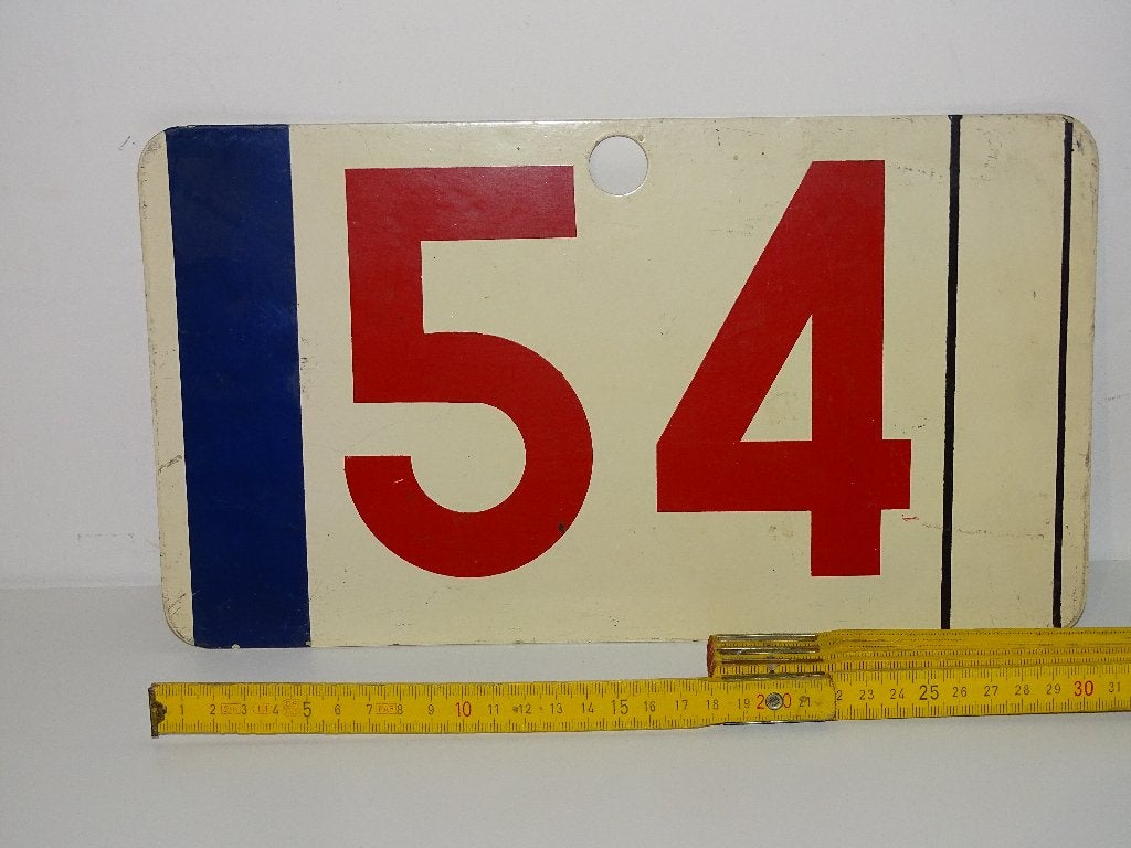 Plaque Bus Métal Vintage Ligne 54 STIB MIVB recto verso, Enlèvement ou Envoi, Utilisé, Bus ou Métro, Autres types