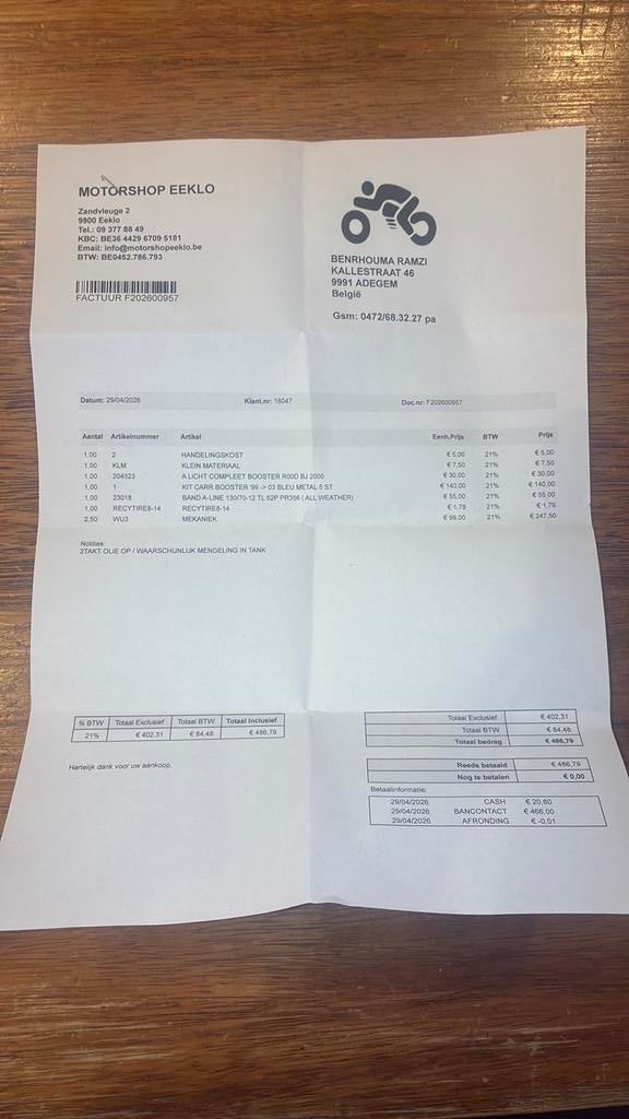 Booster, B klasse, Fietsen en Brommers, Ophalen