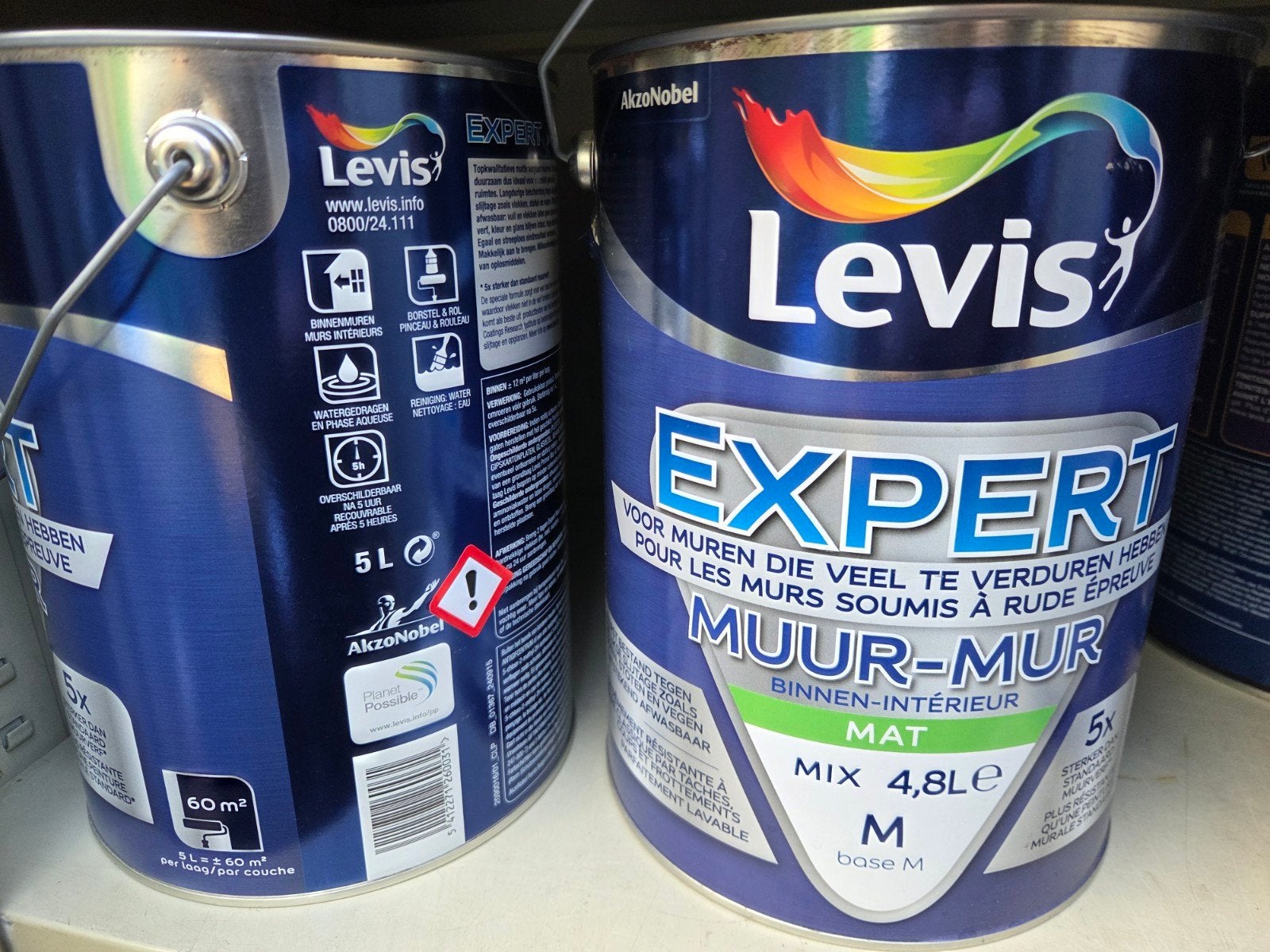 LEVIS Expert matte muurverf 4,8L, Doe-het-zelf en Bouw, Verf, Beits en Lak, Minder dan 5 liter, Ophalen, Nieuw, Verf
