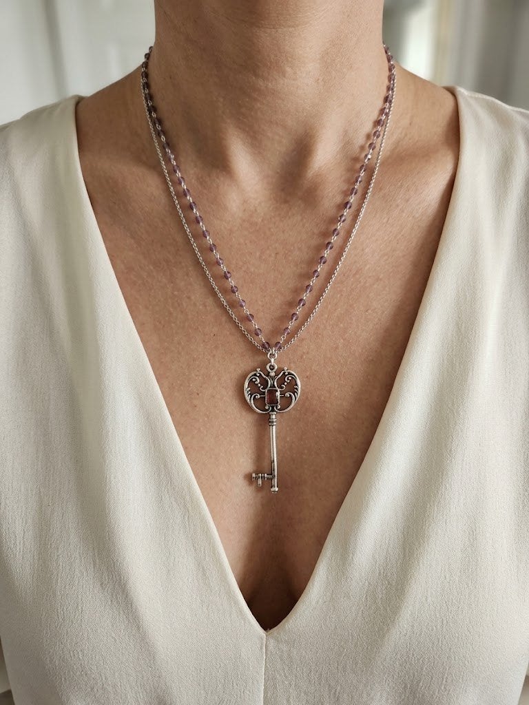 Ketting - Verzilverd met Swarovski-kristal, Overige kleuren, Nieuw, Ophalen of Verzenden, Overige materialen