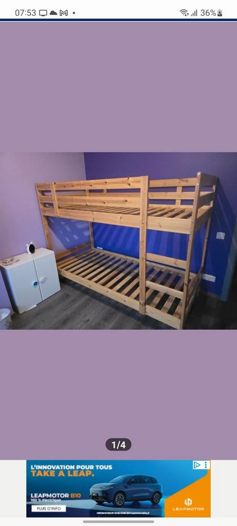 Lit superposés couleur chaîne claire, avec matelas, Enlèvement
