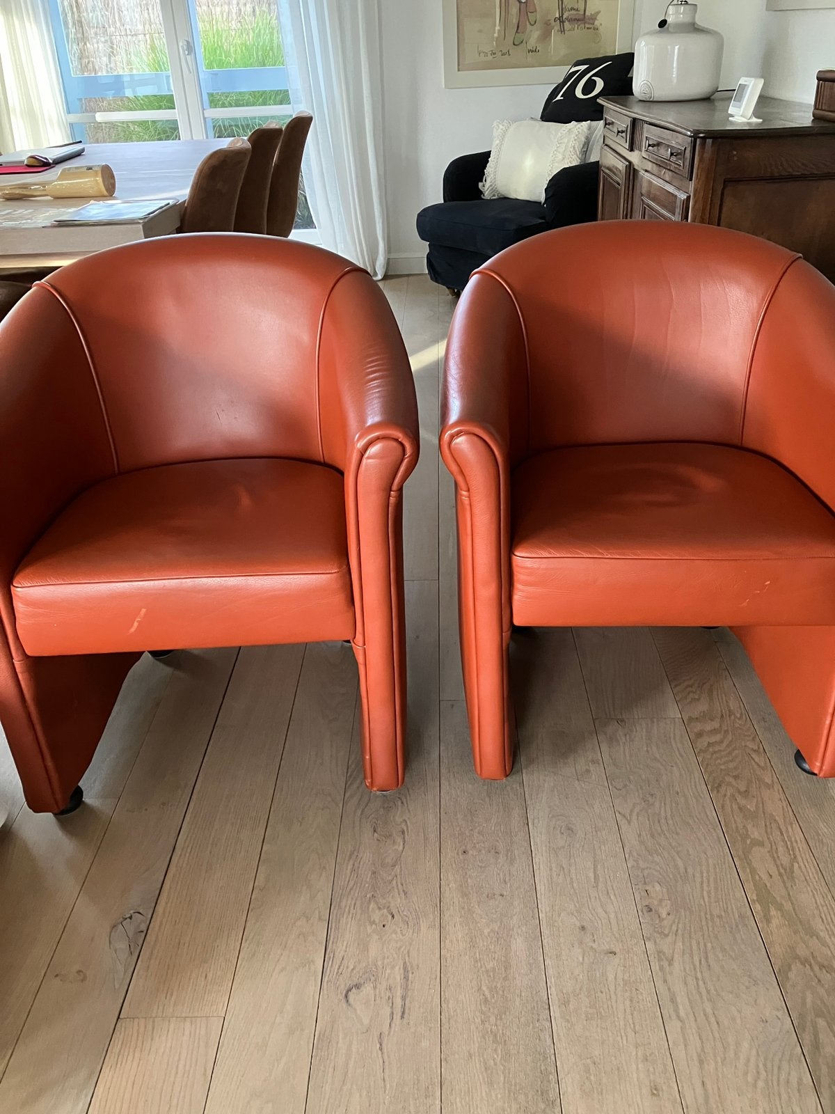 2 mooie lederen zetels100€ voor de 2!, Lounge stijl, Comme neuf, Enlèvement, 50 à 75 cm