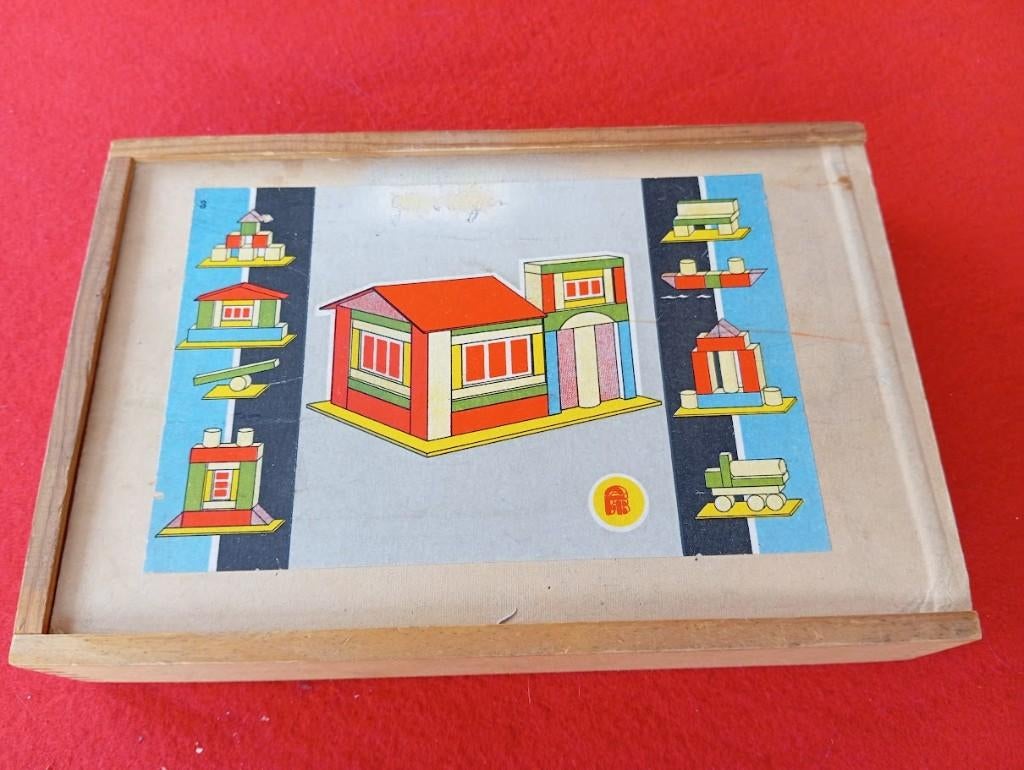 Jouets de construction : Blocs en bois, vintage 60'S, Enlèvement ou Envoi