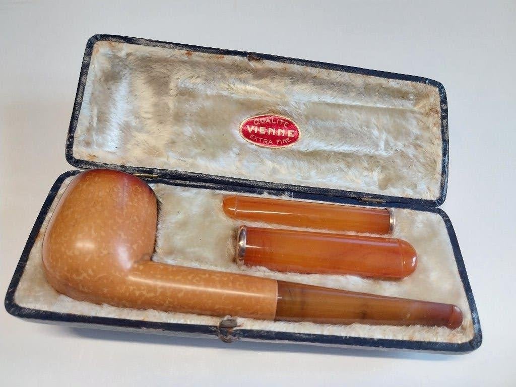 Ancienne pipe en écume de mer dotée, Enlèvement ou Envoi, Utilisé