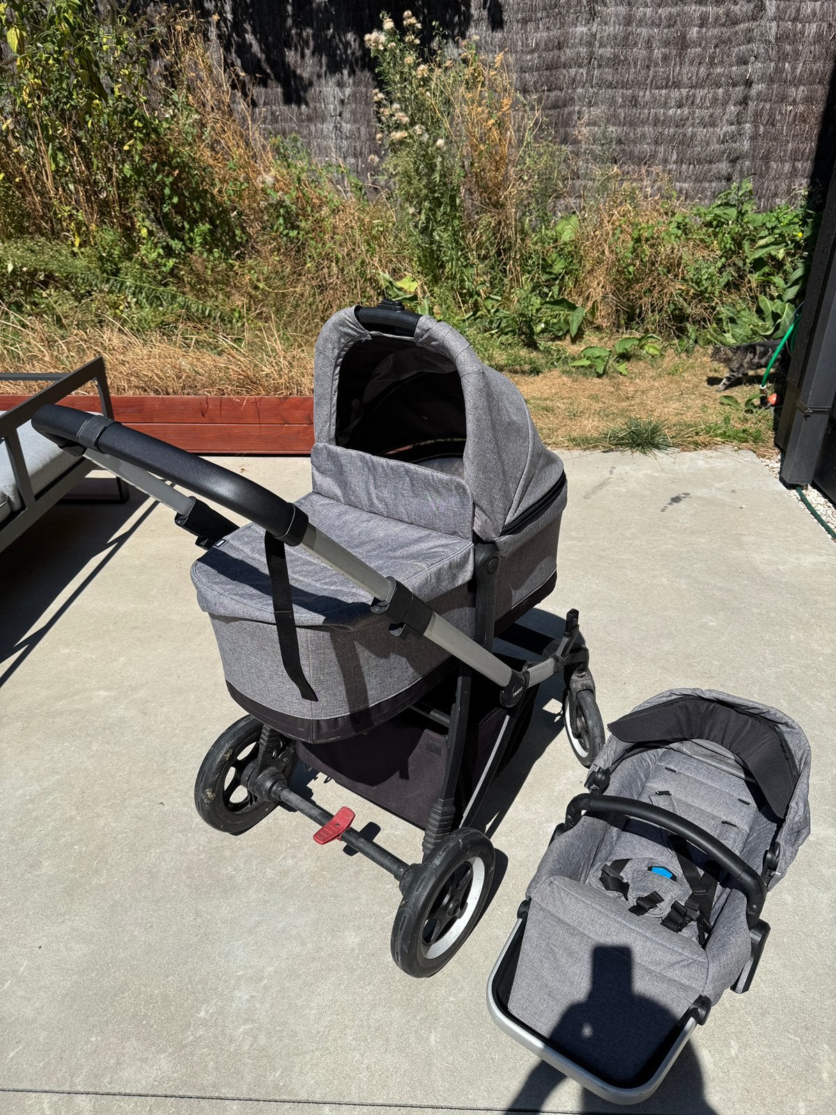 Thule sleek buggy grey melange, Gebruikt, Combiwagen, Met reiswieg, Ophalen