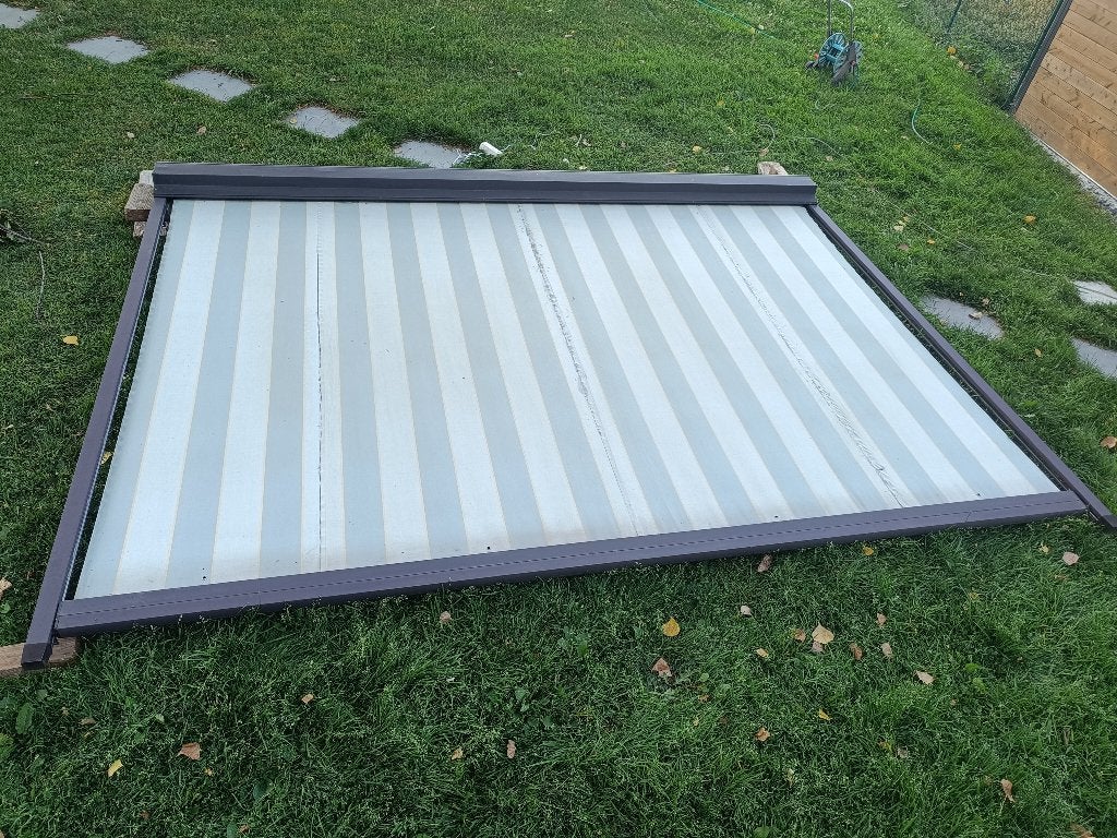 banne solaire électrique, Jardin & Terrasse, 250 cm à 450 cm, 300 cm ou plus, Enlèvement, Utilisé