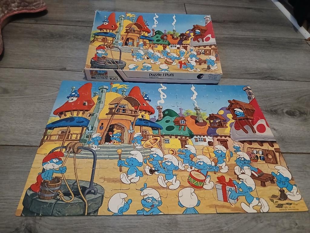 Puzzle Schtroumpf City 100 pièces de puzzle 33,5 ×48,5 cm, Enlèvement, Plus de 50 pièces, Comme neuf
