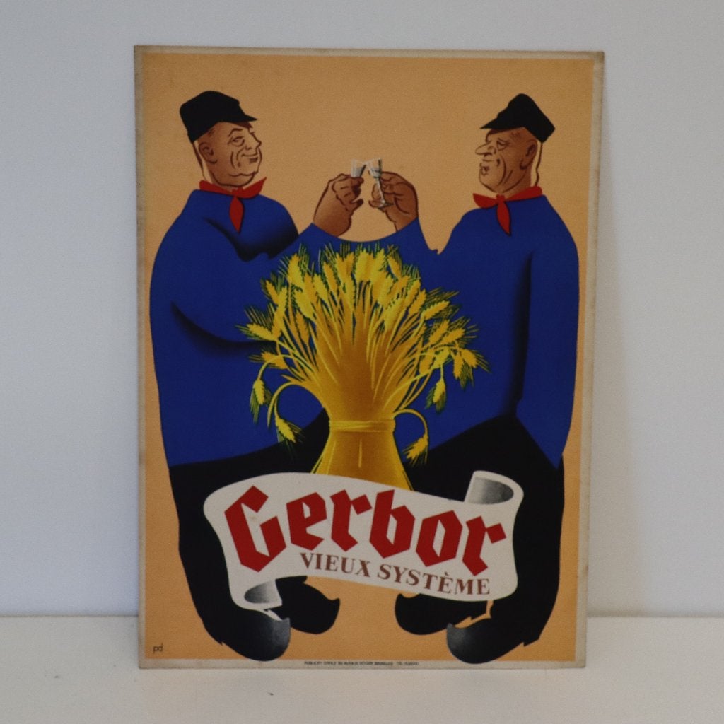 Gerbor Jenever reclame, Verzamelen, Ophalen of Verzenden, Gebruikt, Reclamebord